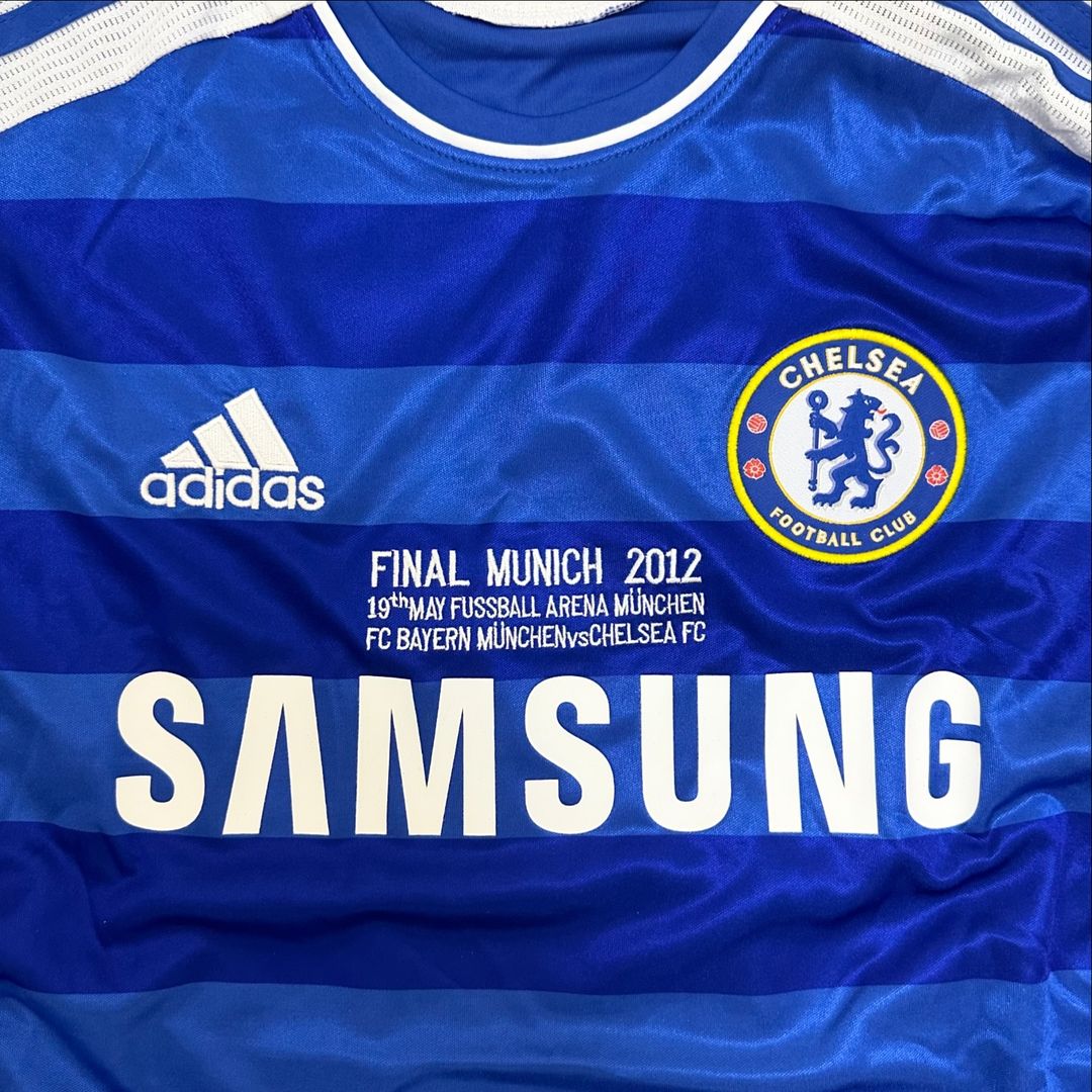 Didier Drogba Chelsea Champhions League 2012 Munich Final Retro Long Sleeve Jersey