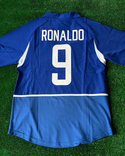 Phenomenon Ronaldo Nazario Brazil 2002 World Cup Blue Retro Short-Sleeve Jersey