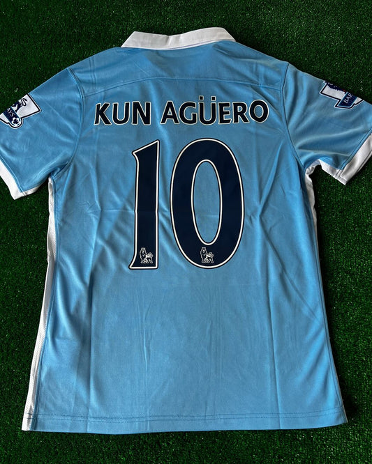 Sergio Kun Aguero Manchester City 2015 2016 Season Retro Jersey Maillot Trikot Maglia