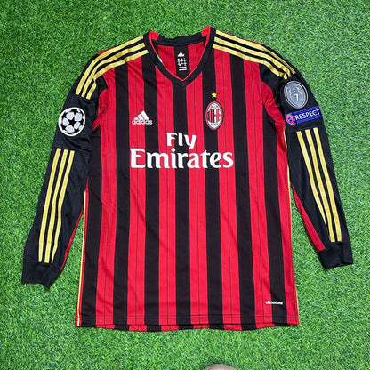 Stephan El Shaarawy AC Milan 2013/14 Long Sleeve Home Retro Football Jersey Kit
