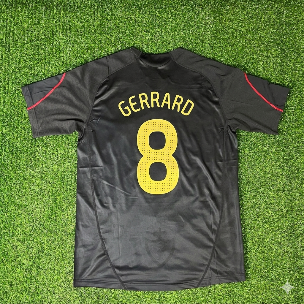 Steven Gerrard – Liverpool 2009-10 Black Retro Kit Jersey – | Trikot | Maillot Soccer Shirt