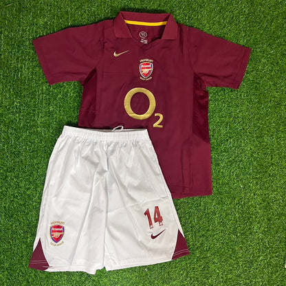 Thierry Henry Arsenal 2005/06 Home Burgundy Kids Kit – Kit Jersey for Children – | KinderTrikot | Maillot Enfant Soccer Shirt