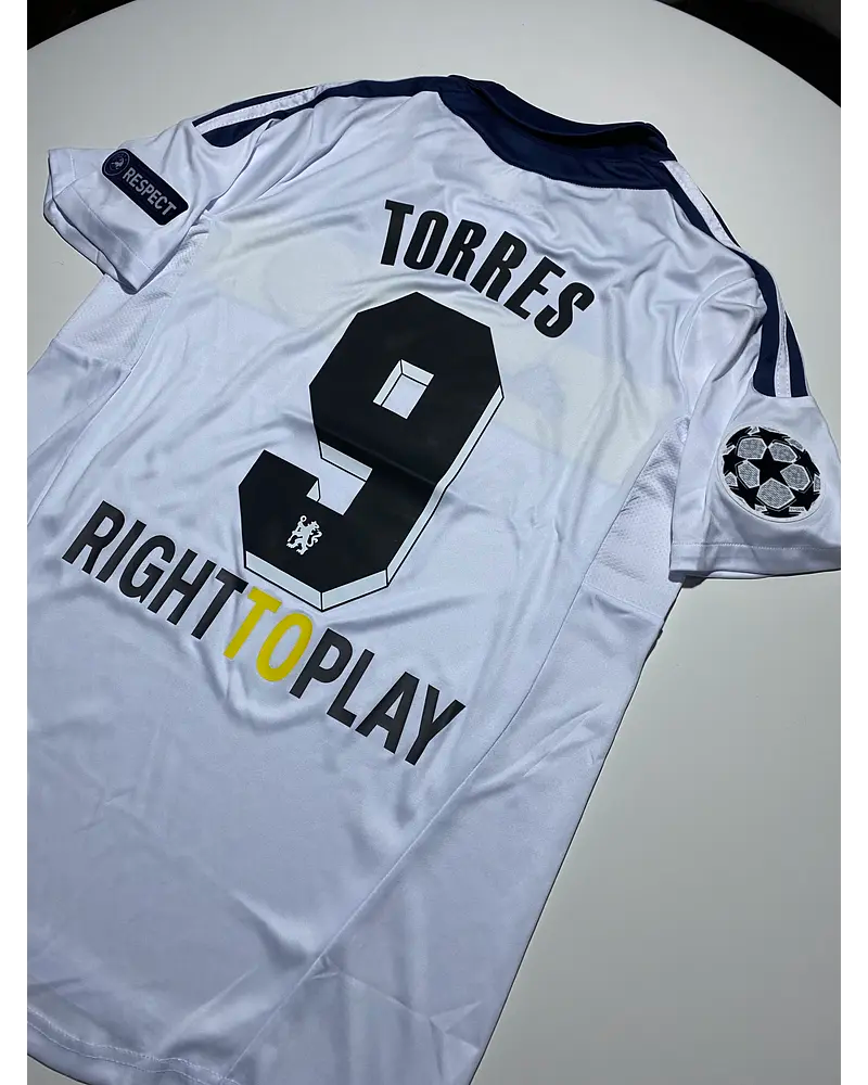 Fernando Torres 9 - Chelsea 2010/11 Champions League White Yellow Retro Jersey Trikot