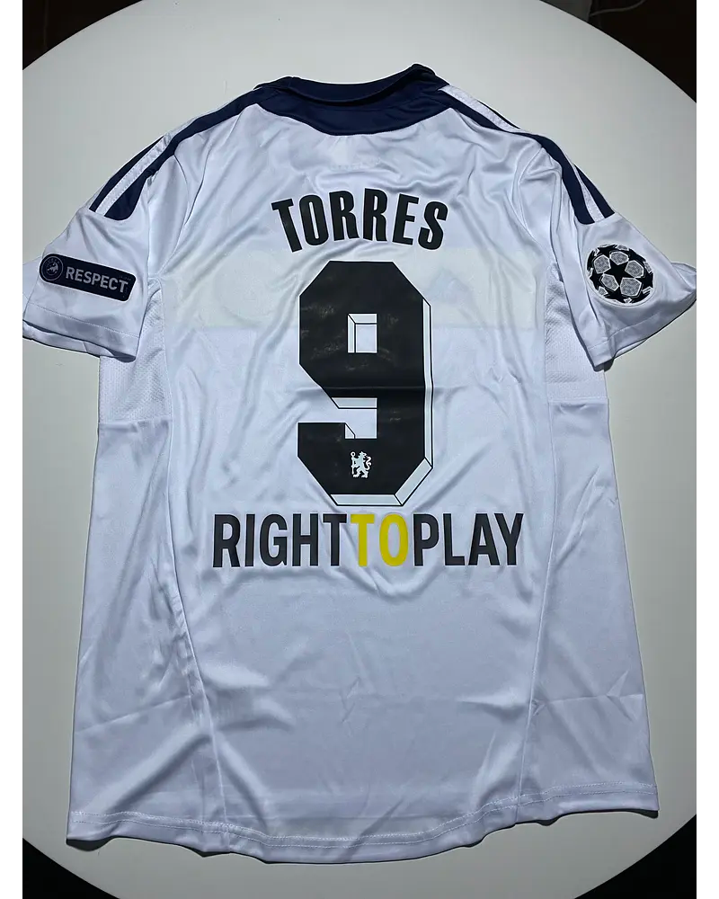 Fernando Torres 9 - Chelsea 2010/11 Champions League White Yellow Retro Jersey Trikot