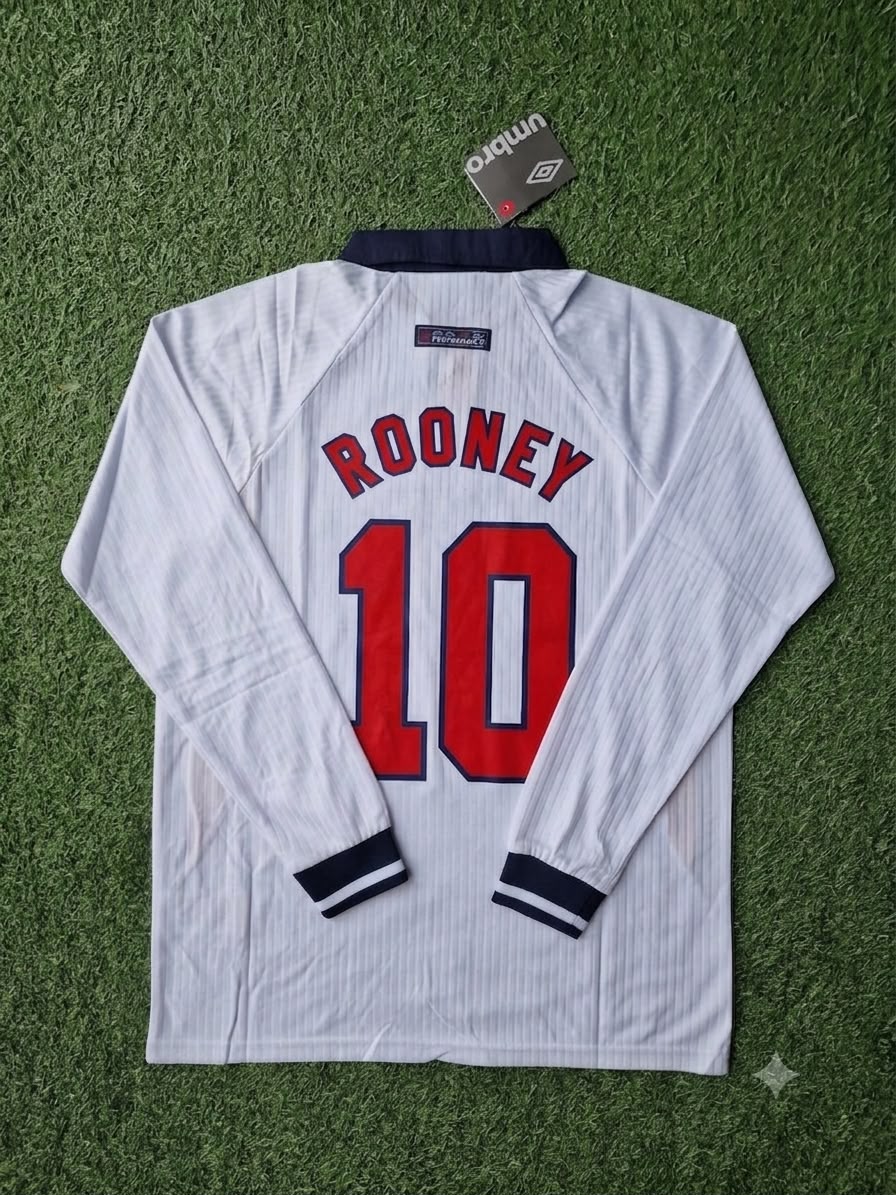 Wayne Rooney England Long Sleeves Retro Jersey Trikot Maillot