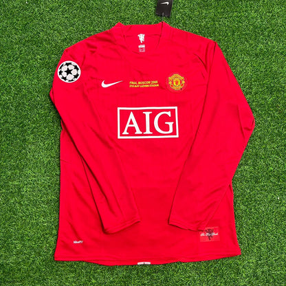 Wayne Rooney Manchester United 2008 Champions Leage Final Moscow Retro Long Sleeve Jersey Soccer Shirt