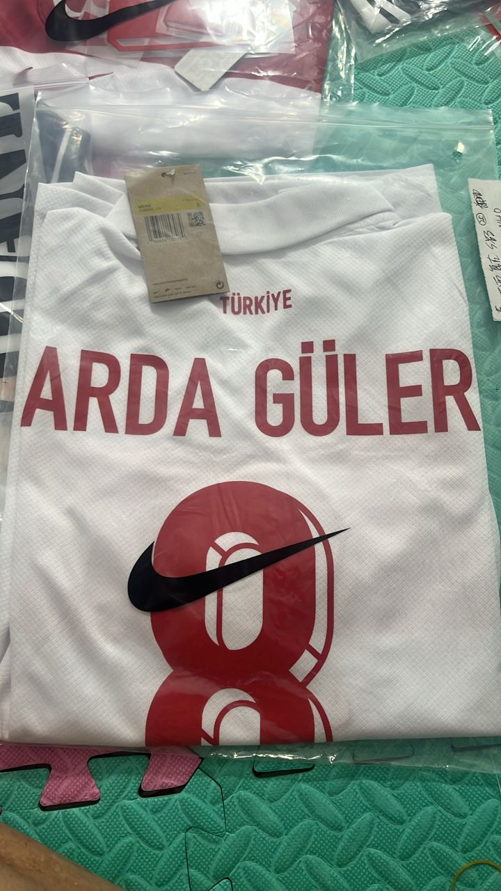 Arda Güler UEFA 2024 Logolu Ozel Turkey Turkiye  Beyaz Deplasman Away Forma Football Jersey Maglia Trikot