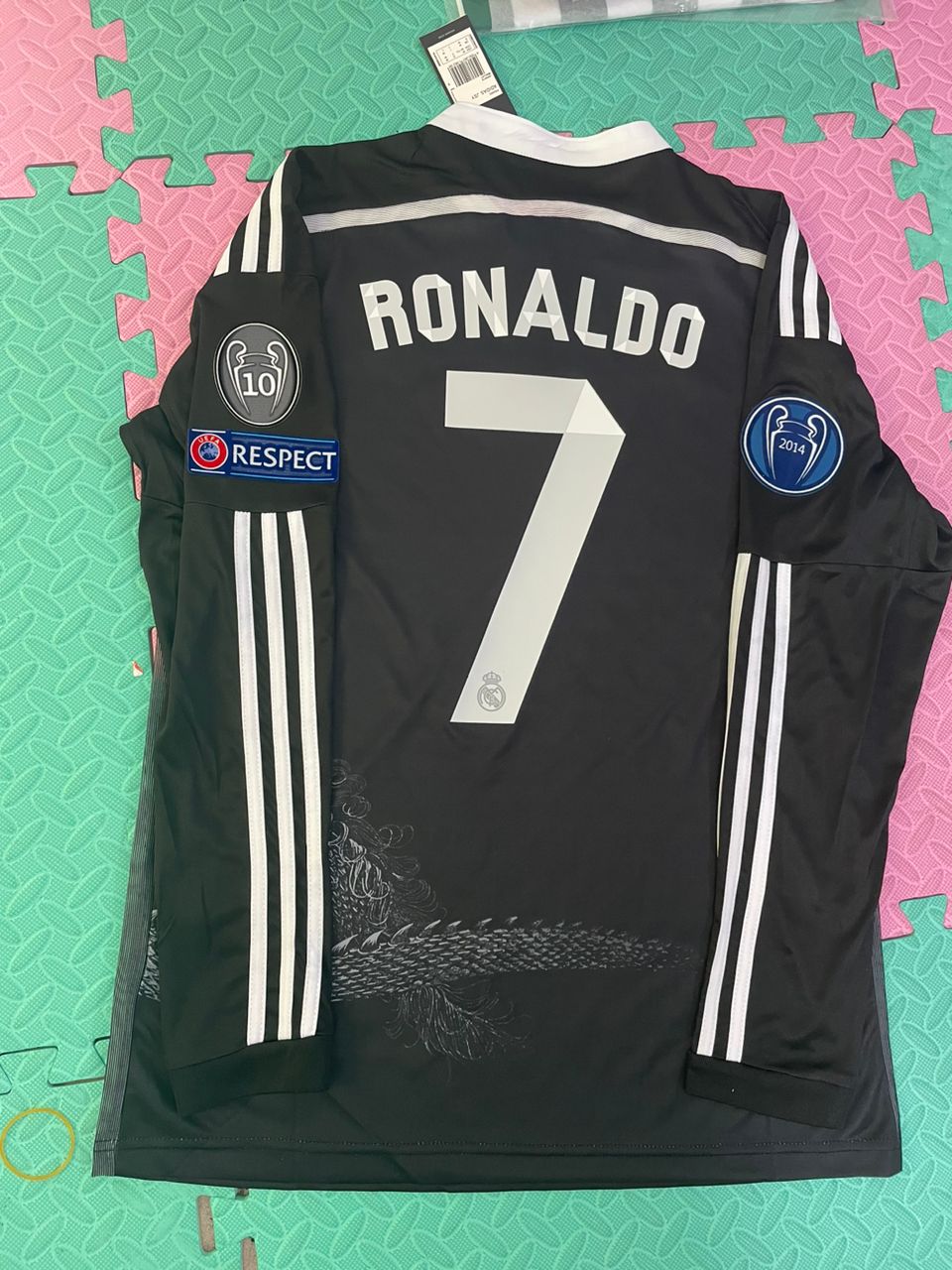 Real Madrid 2014-15 factory Dragon Shirt Ronaldo 7 Size XL Retro Jersey Long Sleeve