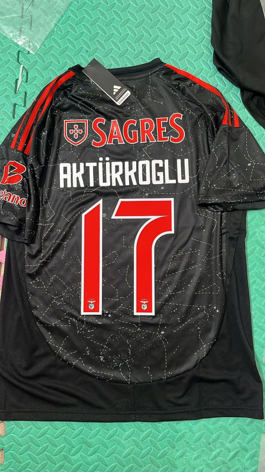 Kerem Akturkoglu Benfica Formasi 2024 2025 New Season Black Away Forma Jersey Maillot Trikot Maglia