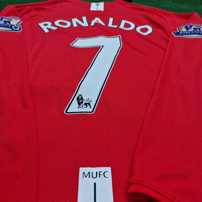 Cristiano Ronaldo Manchester United 2008 EPL Patch Retro Long Sleeve Jersey