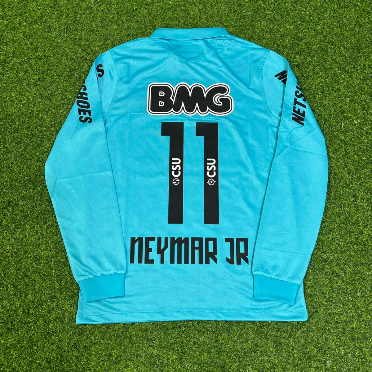Neymar JR Santos FC 2011 2012 Retro Blue Green Long Sleeve Turquoise Jersey Trikot