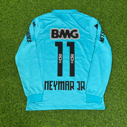 Neymar JR Santos FC 2011 2012 Retro Blue Green Long Sleeve Turquoise Jersey Trikot