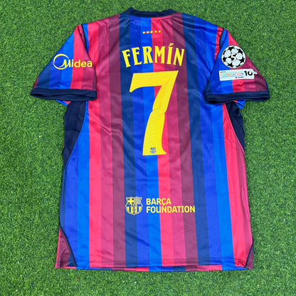 Fermin Lopez #7 Barcelona 2027 New Season Champions League Patch Home Jersey Trikot Maillot Soccer Shirt