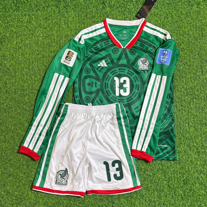 Guillermo Ochoa Mexico 2026 World Cup Home Green Long Sleeve Kids Football Jersey