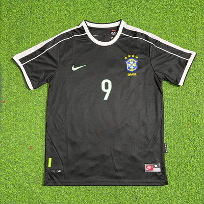 Ronaldo Nazario Brazil Black Retro Football Jersey Kit