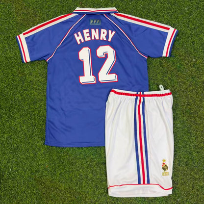 Thierry Henry 14 – France 1998 Home Kids Kit Jersey – | KinderTrikot | Maillot Enfant Soccer Shirt