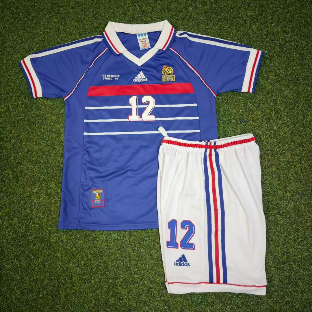 Thierry Henry 14 – France 1998 Home Kids Kit Jersey – | KinderTrikot | Maillot Enfant Soccer Shirt