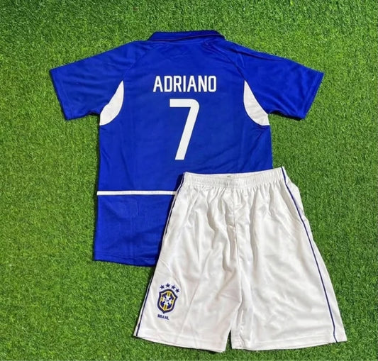 Adriano Brazil Away Kids Kit – Kit Jersey for Children – | KinderTrikot | Maillot Enfant Soccer Shirt