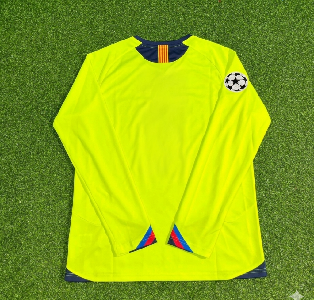 Barcelona 2005-2006 Yellow Green Retro Long Sleeve Football Jersey