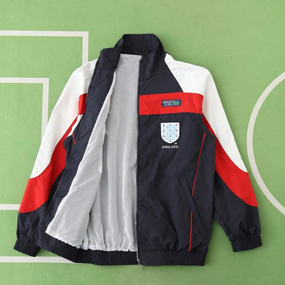 England Black Retro Windbreaker Jacket – | Windbreaker Jacke | Coupe-Vent Soccer Shirt