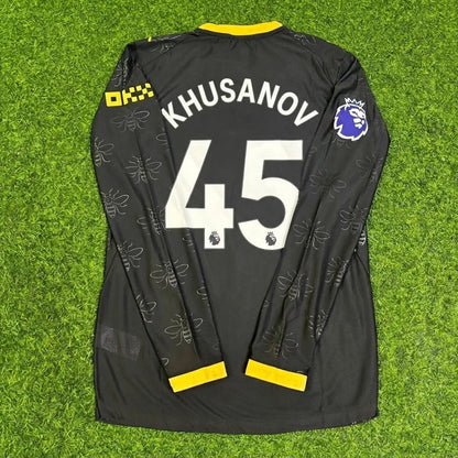 Abdukodir Khusanov #42 Manchester City 2026/2027 New Season Away Black Long Sleeve Jersey Trikot Maillot Soccer Shirt