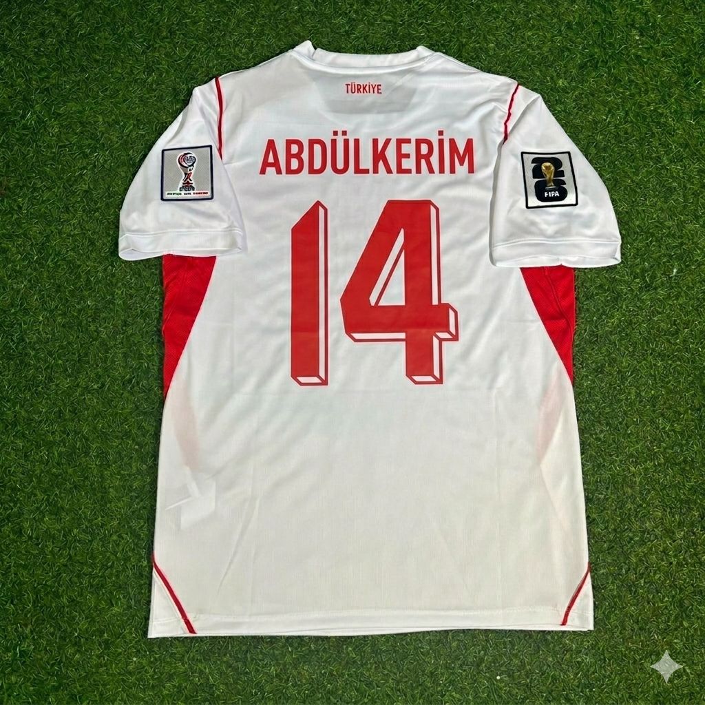 Abdülkerim Bardakçı #14 Turkey Türkiye - World Cup 2026 -Away White - Jersey Trikot - Maillot Maglia