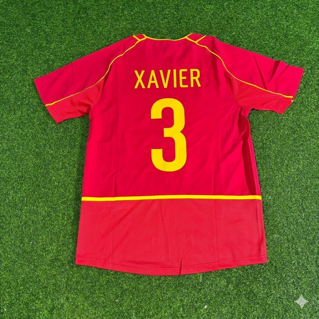 Abel Xavier #3 Portugal 2002 Retro Home Red Football Jersey