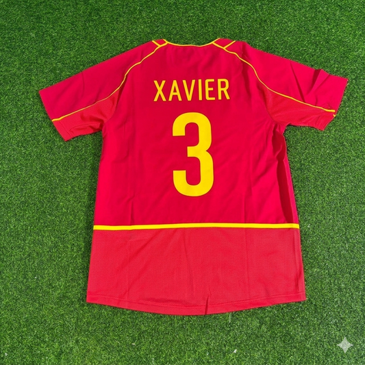 Abel Xavier #3 Portugal 2002 Retro Home Red Football Jersey