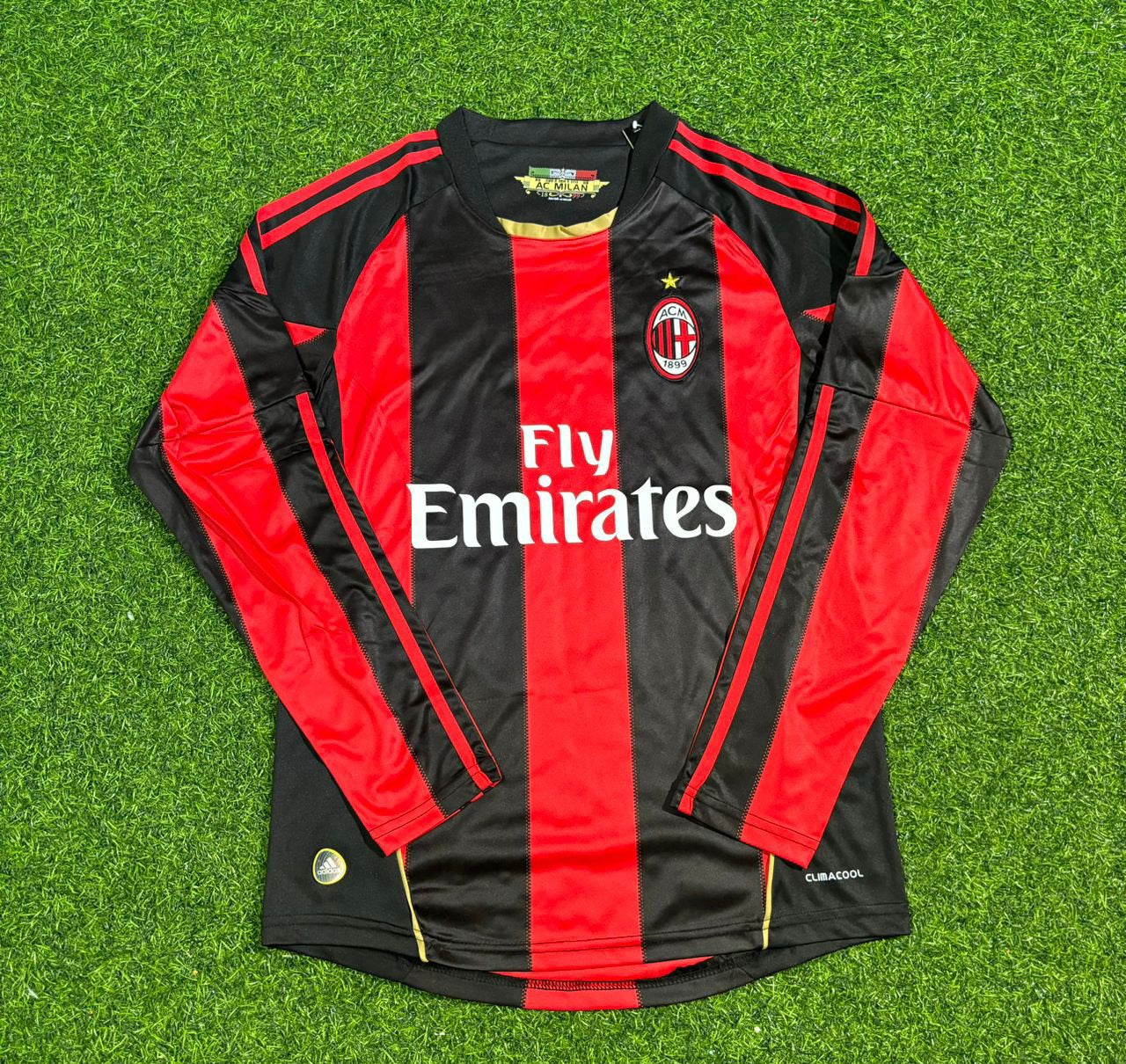AC Milan 2010-2011 Home Long Sleeve Retro Football Jersey