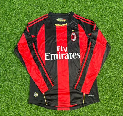 AC Milan 2010-2011 Home Long Sleeve Retro Football Jersey