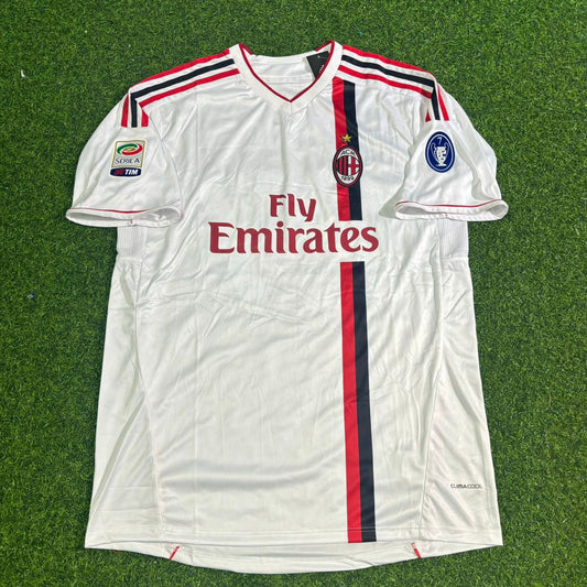 Milan 2011-2012 White Away Retro Football Jersey