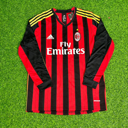 Adel Taarabt AC Milan 2013/14 Long Sleeve Home Retro Football Jersey Kit