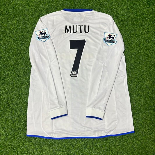Adrian Mutu #7 Chelsea Away 2004 Retro White Long Sleeve Jersey
