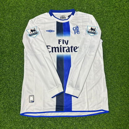 Adrian Mutu #7 Chelsea Away 2004 Retro White Long Sleeve Jersey