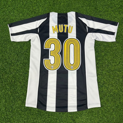 Adrian Mutu #30 Juventus 2004-2005 Black White Home Retro Football Jersey