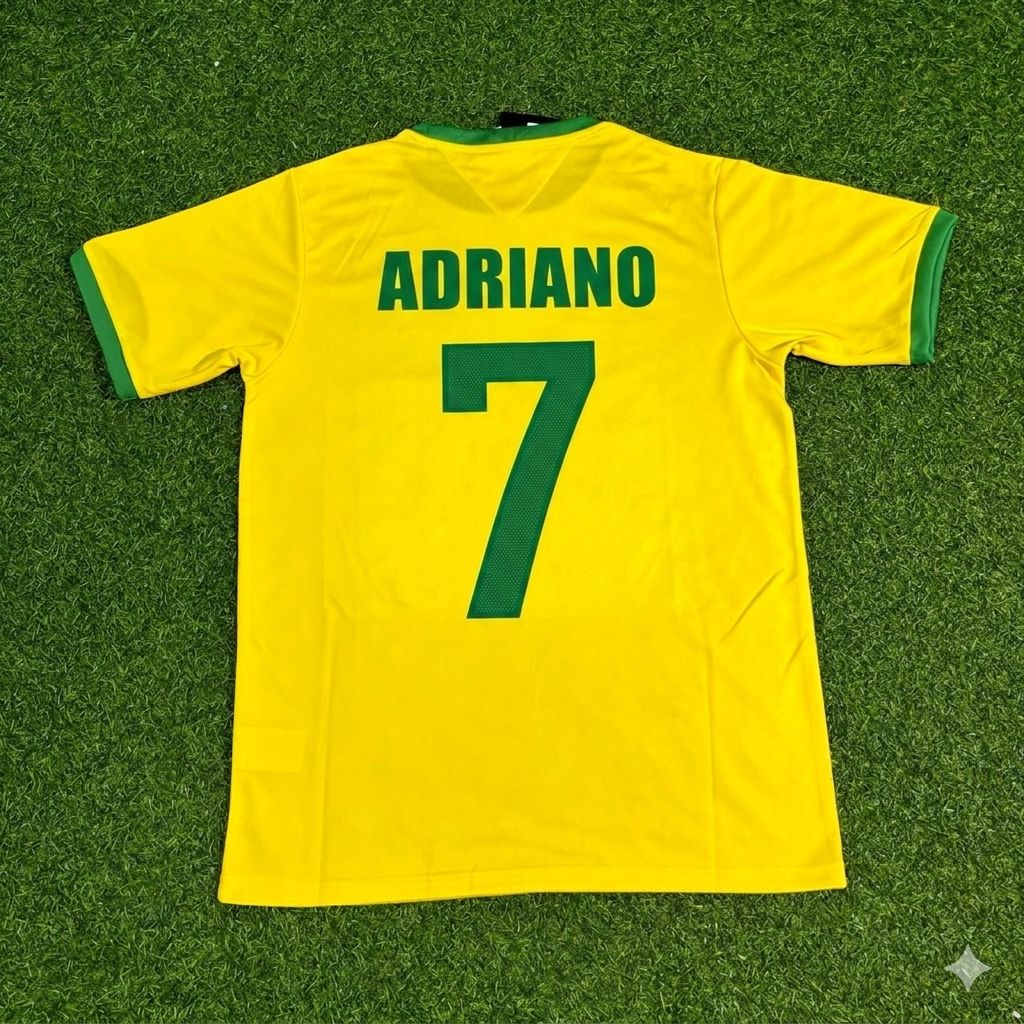 Adriano Brazil Retro Home Football Jersey Trikot Maillot