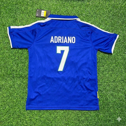 Adriano Brazil Blue Retro Football Jersey