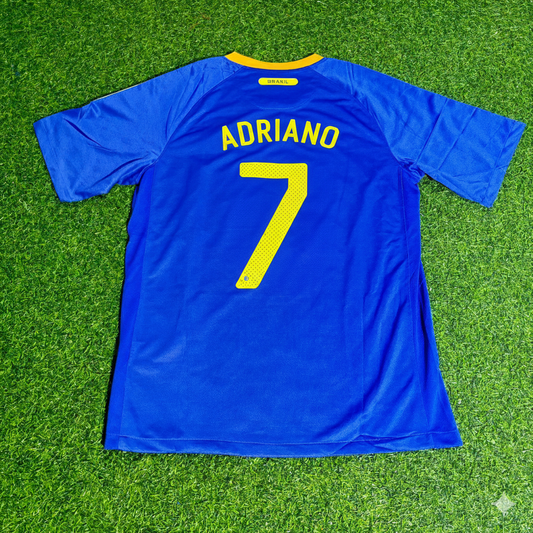 Adriano Brazil 2010 World Cup Retro Blue Jersey Trikot