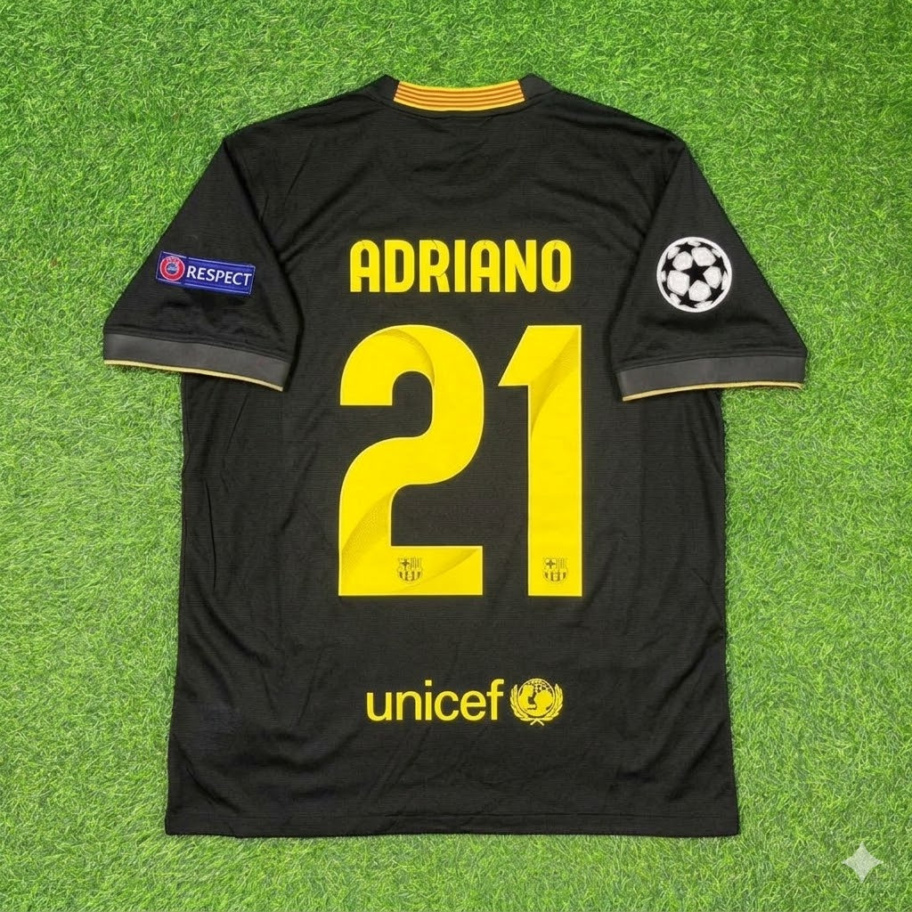 Adriano #21 Barcelona 2013-2014 Black Retro Football Jersey