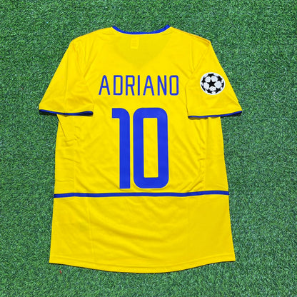 Adriano Inter Milan 2002-2003 Yellow Retro Football Jersey