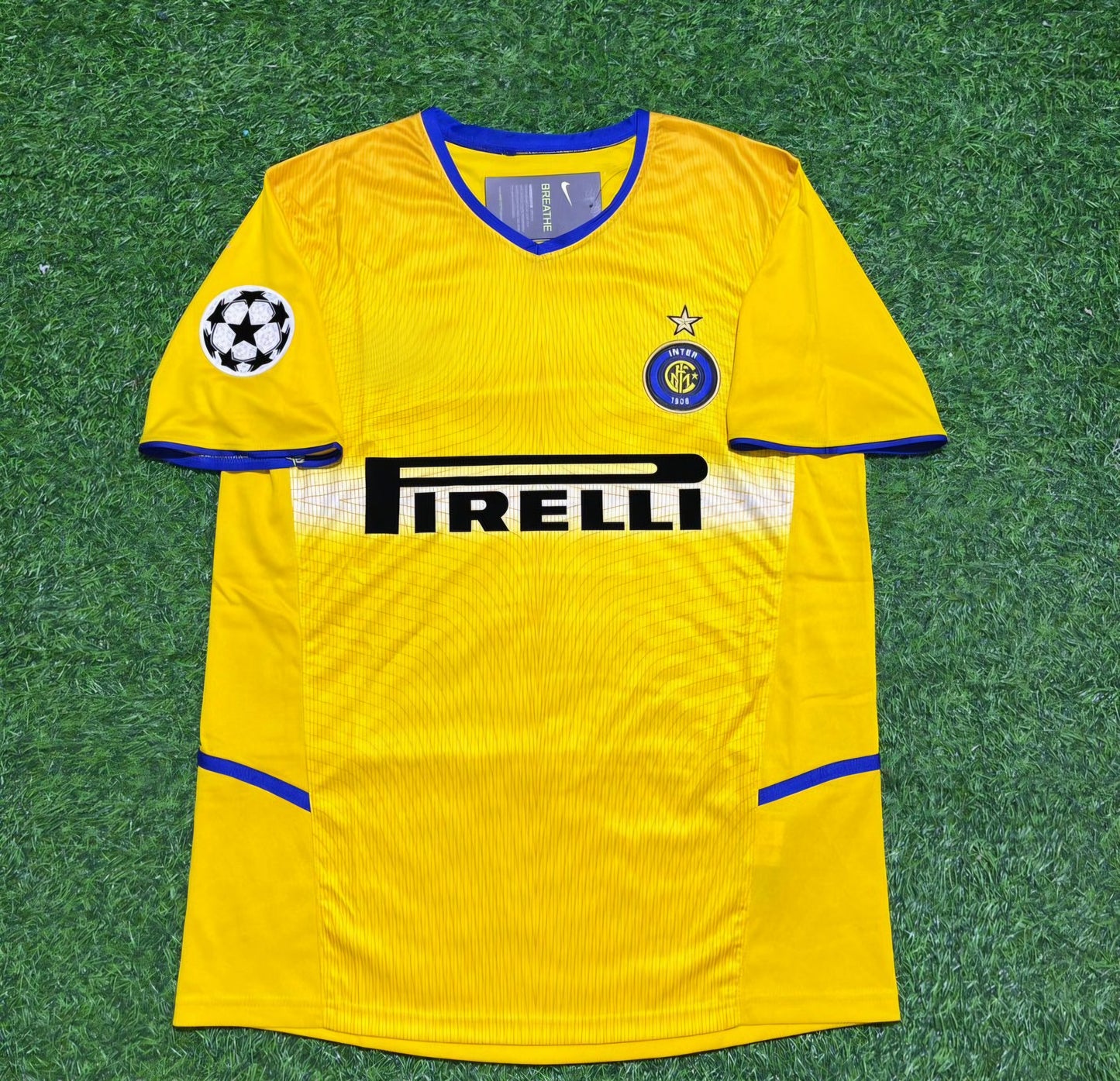 Inter Milan 2002-2003 Yellow Retro Football Jersey