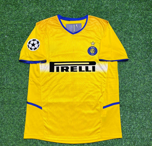 Inter Milan 2002-2003 Yellow Retro Football Jersey
