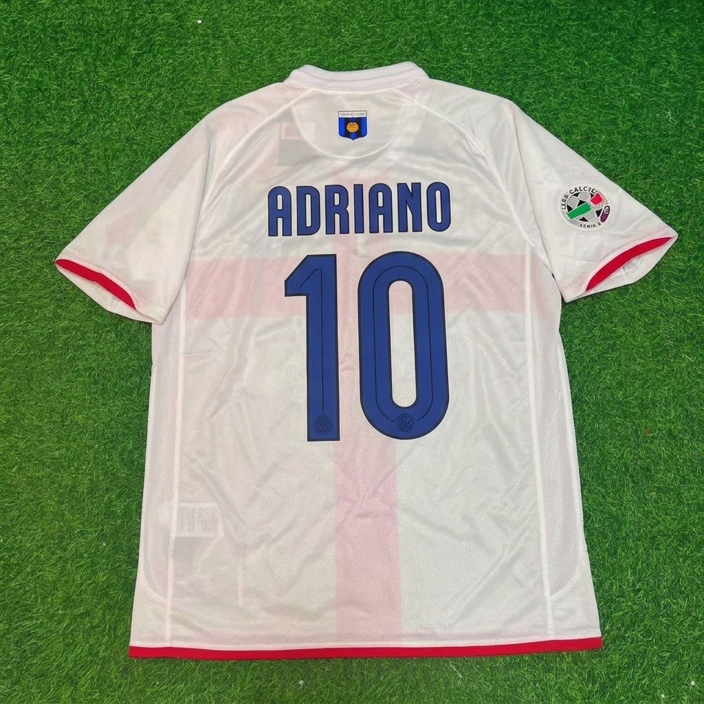 Adriano #10 Inter 2007- 2008 Season Away White Red Retro Jersey Trikot Maillot Maglia Soccer Shirt