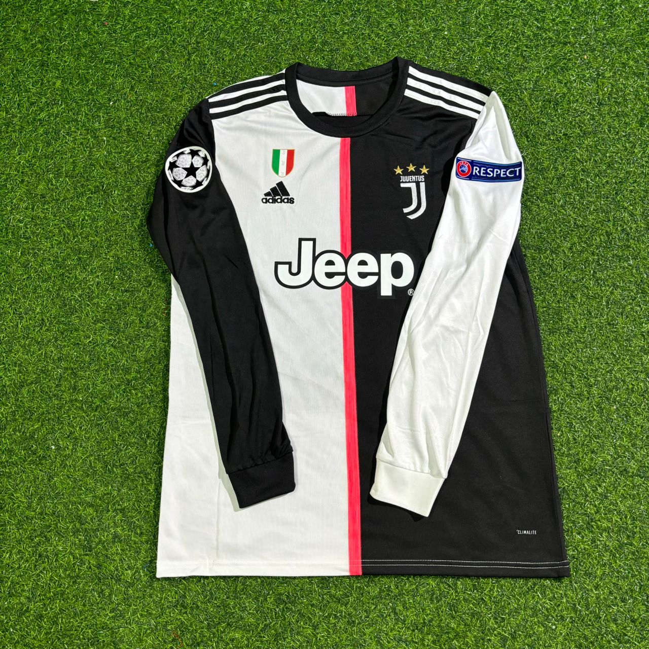 Adrien Rabiot #25 Juventus Long Sleeve 2019-2020 Retro White Black Football Jersey