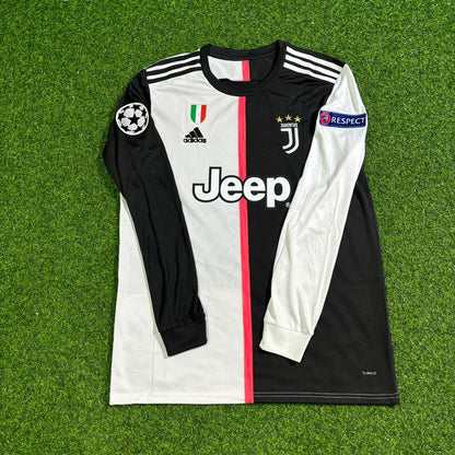 Adrien Rabiot #25 Juventus Long Sleeve 2019-2020 Retro White Black Football Jersey