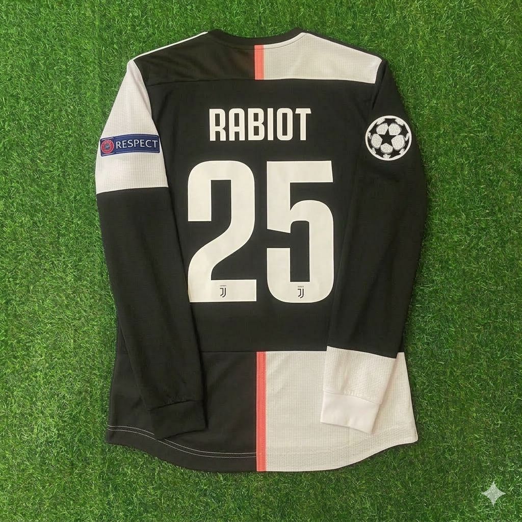 Adrien Rabiot 25- Juventus Long Sleeve 2019 2020 Retro White Black Jersey Trikot Maglia