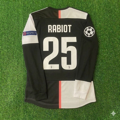 Adrien Rabiot 25- Juventus Long Sleeve 2019 2020 Retro White Black Jersey Trikot Maglia