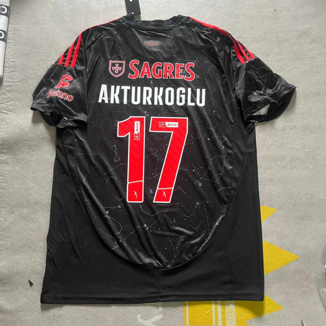 Kerem Akturkoglu Benfica Formasi 2024 2025 New Season Black Away Forma Jersey Maillot Trikot Maglia