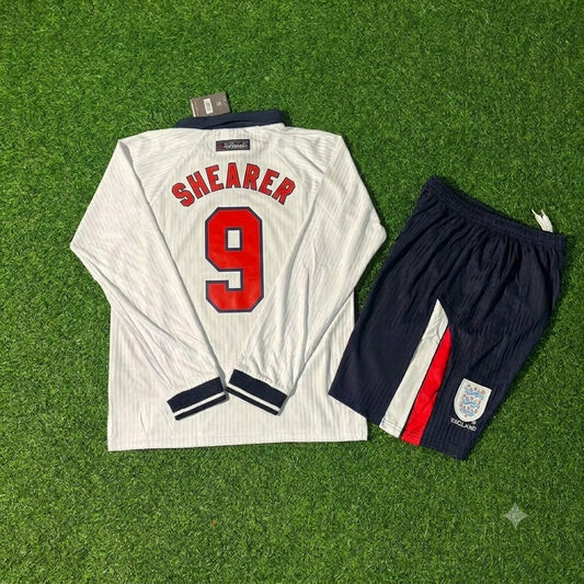 Alan Shearer England 1998 World Cup Kids Long Sleeve Retro Football Jersey
