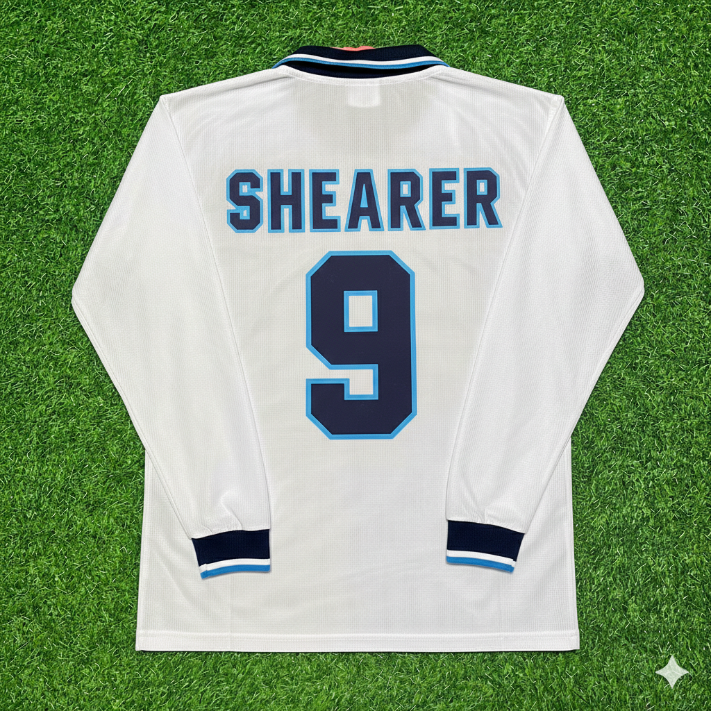 Alan Shearer England 1996 Long Sleeve Retro Football Jersey